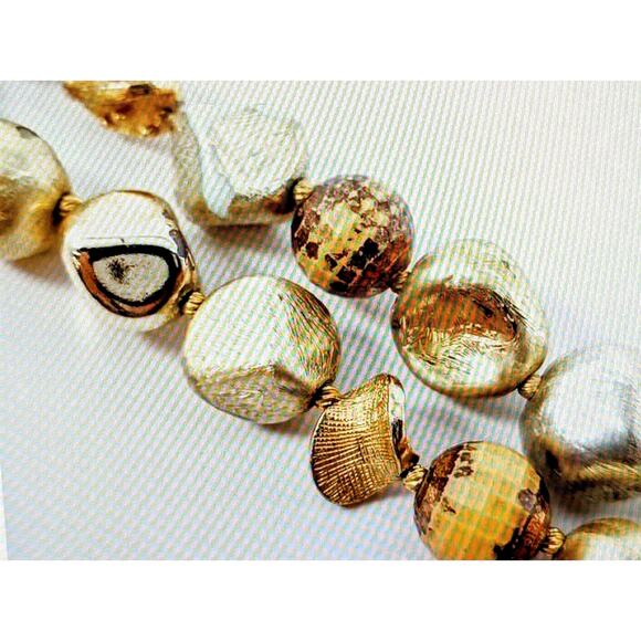 VTG Signed Hattie Carnegie Two Strand Goldtone & Silver Tone Beaded 19" Necklace - Picture 7 of 15